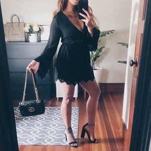 Swiss Dot Bell Sleeve Romper